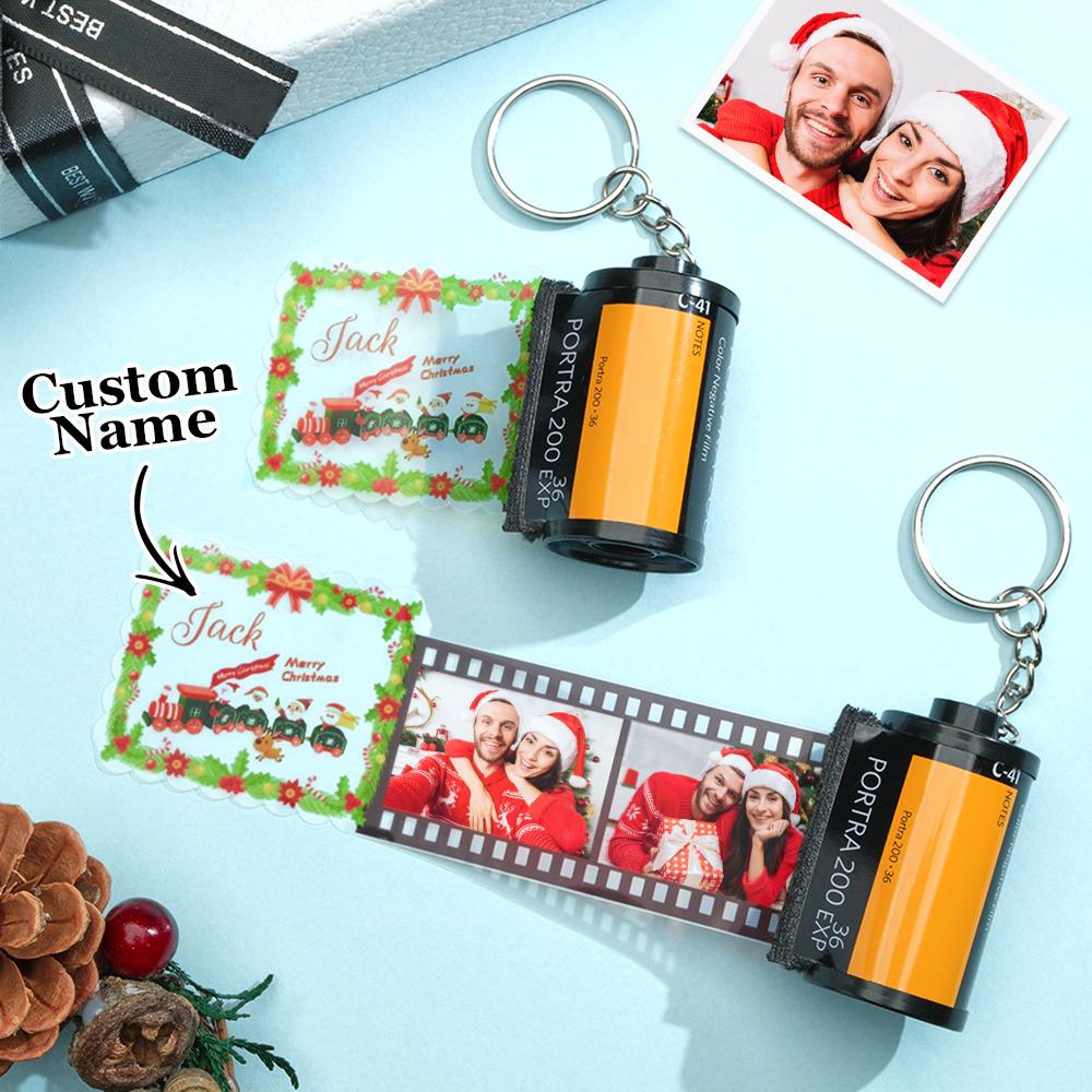 Custom Photo Engraved Film Keychain Funny Christmas Gift – Name Necklace