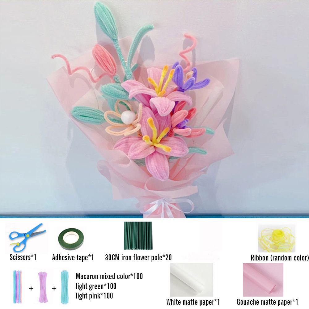 Pipe Cleaner Flowers Bouquet Handmade Twist Stick Bouquet – lunviu