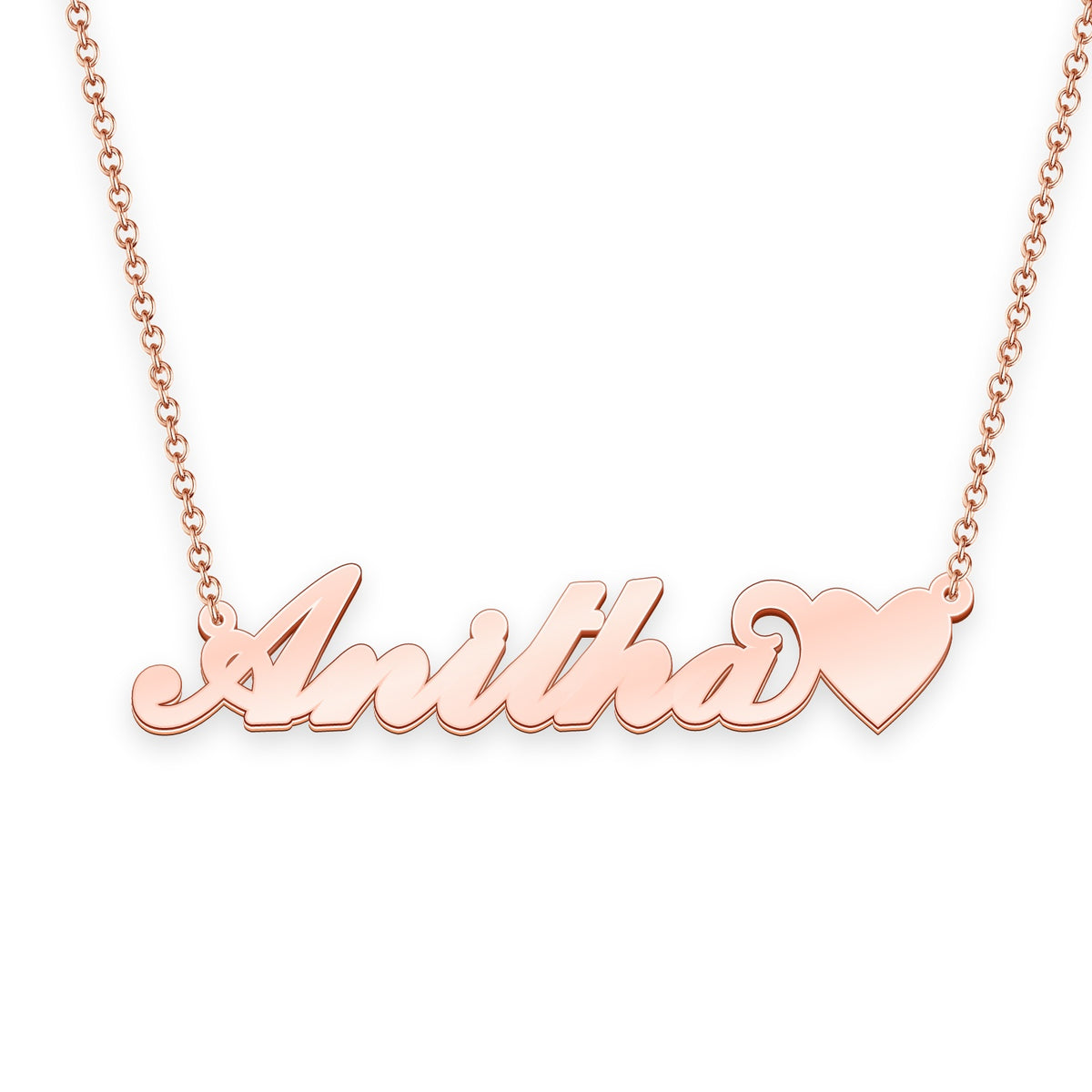Anitha name necklace with little heart 14k gold unique gifts ...