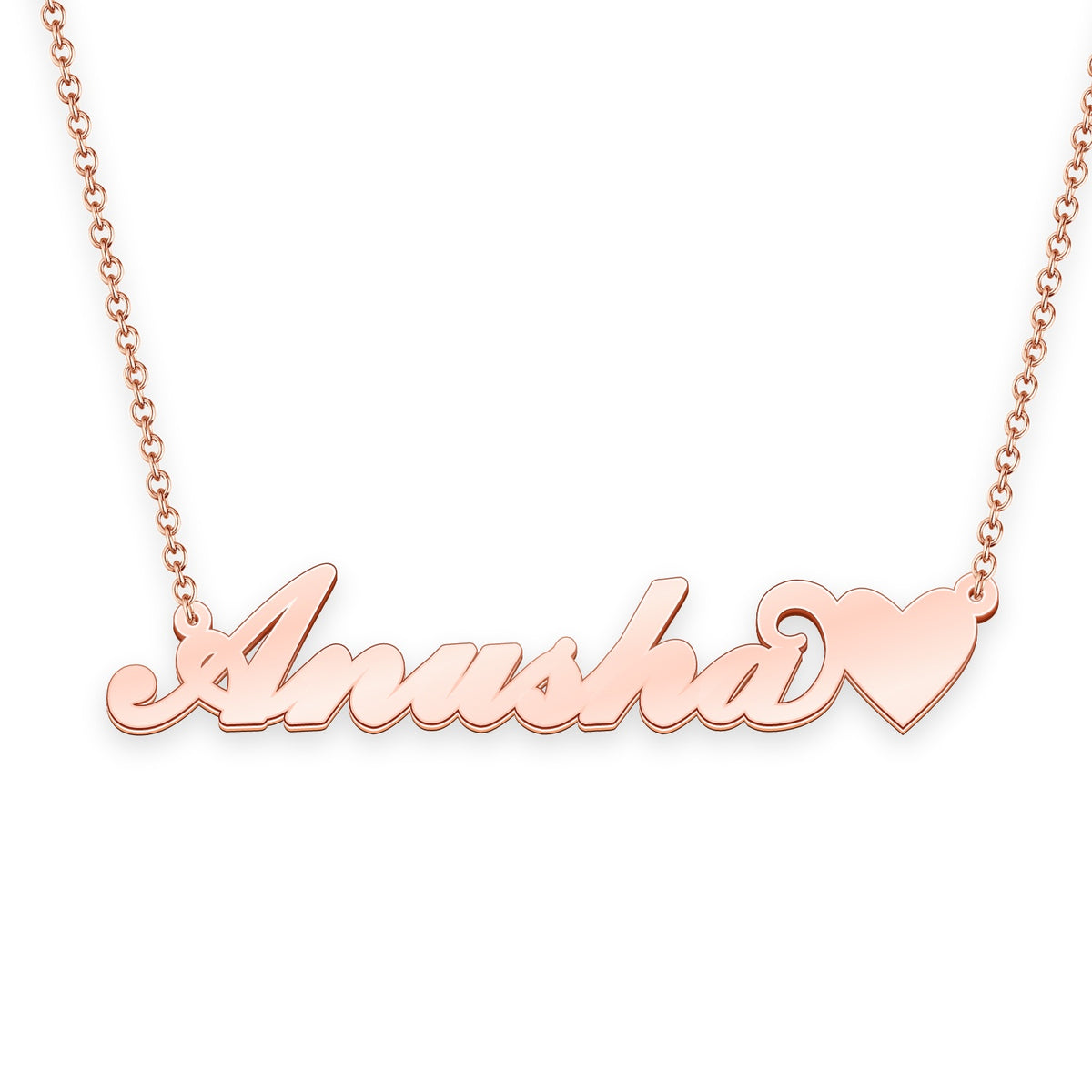 Anusha name necklace with little heart 14k gold unique gifts ...