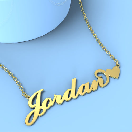 Jordan name necklace with little heart 14k gold unique gifts - NameNecklace